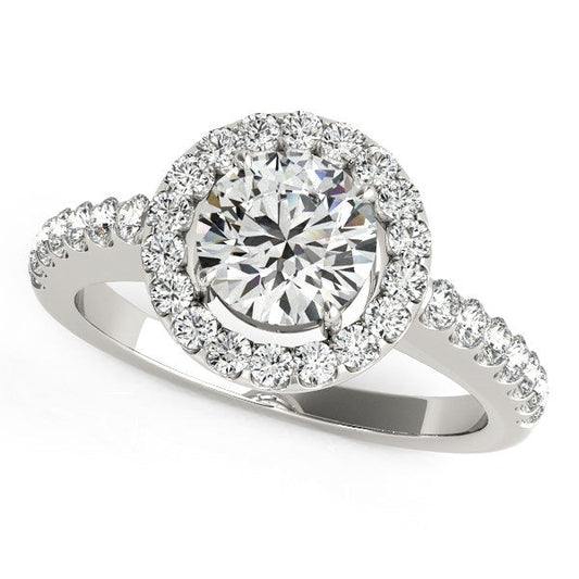 14k White Gold Classic with Pave Halo Diamond Engagement Ring (1 1/2 cttw) RCJ Rings  CELESTIA LUXE JEWELLERS