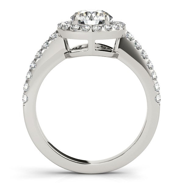 14k White Gold Classic with Pave Halo Diamond Engagement Ring (1 1/2 cttw) RCJ Rings  CELESTIA LUXE JEWELLERS
