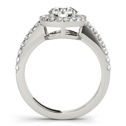 14k White Gold Classic with Pave Halo Diamond Engagement Ring (1 1/2 cttw) RCJ Rings  CELESTIA LUXE JEWELLERS