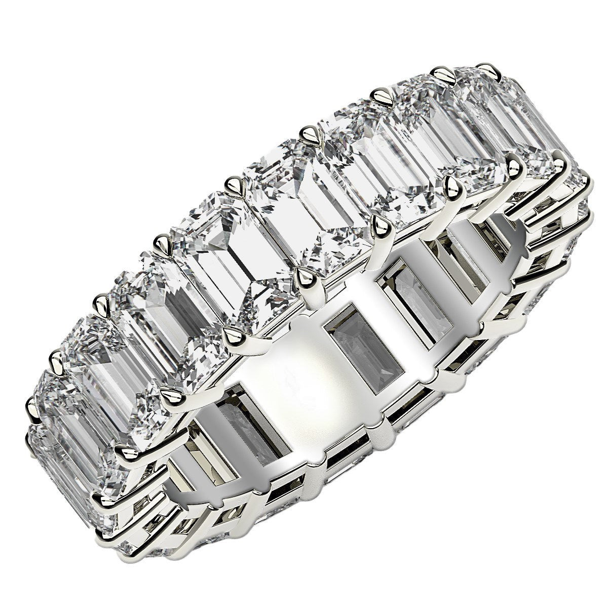 Emerald Cut Lab Grown Diamond Eternity Ring in 14k White Gold (7 cttw FG/VS2) RCJ Rings  CELESTIA LUXE JEWELLERS