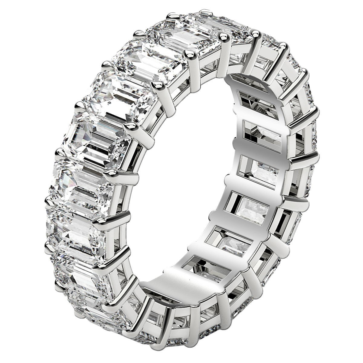 Emerald Cut Lab Grown Diamond Eternity Ring in 14k White Gold (7 cttw FG/VS2) RCJ Rings  CELESTIA LUXE JEWELLERS