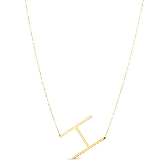 14K Yellow Gold Yours Truly Large Initial H Necklace