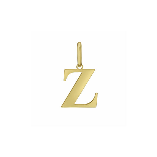 14K Yellow Gold Initial Z Charm Pendant — CELESTIALUXEJEWELLERS