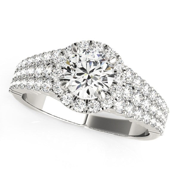 14k White Gold Graduated Pave Set Shank Diamond Engagement Ring (1 5/8 cttw) RCJ Rings  CELESTIA LUXE JEWELLERS