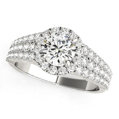 14k White Gold Graduated Pave Set Shank Diamond Engagement Ring (1 5/8 cttw) RCJ Rings  CELESTIA LUXE JEWELLERS