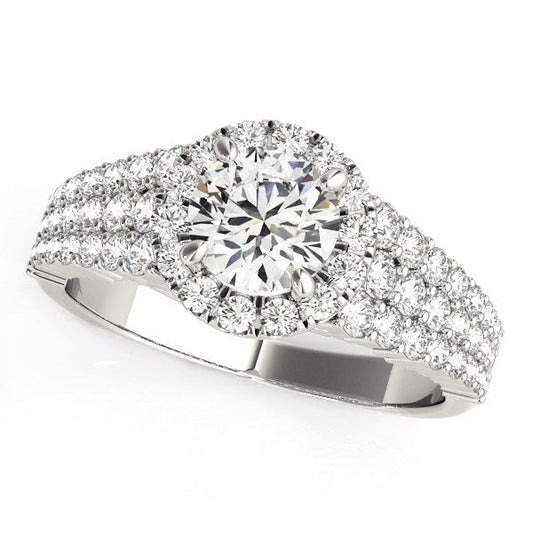 14k White Gold Graduated Pave Set Shank Diamond Engagement Ring (1 5/8 cttw) RCJ Rings  CELESTIA LUXE JEWELLERS