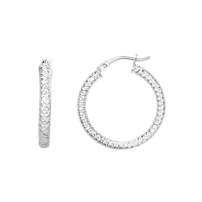 Sterling Silver Large Hoop Earrings with Braid Texture