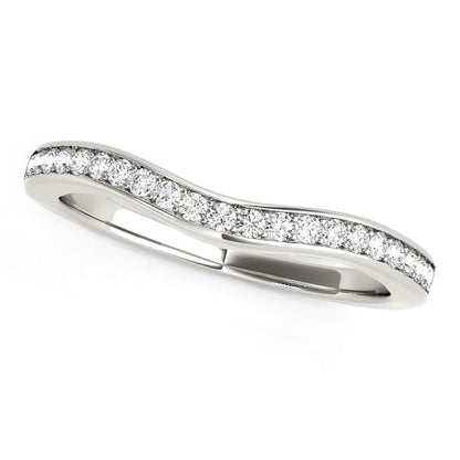 14k White Gold Curved Diamond Wedding Band (1/)