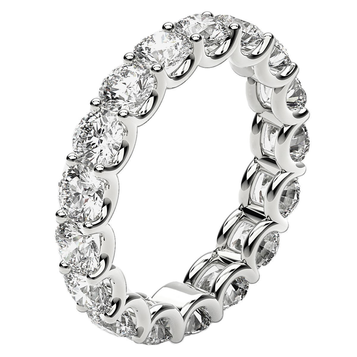 Round Cut Lab Grown Diamond Eternity Ring in 14k White Gold (3 cttw FG/VS2) RCJ Rings  CELESTIA LUXE JEWELLERS