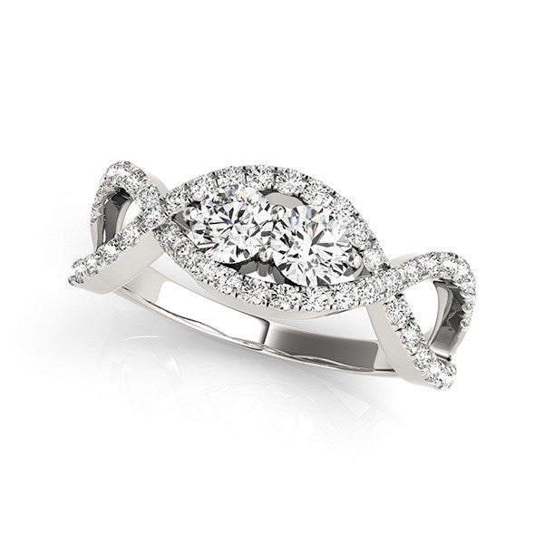 14k White Gold Split Shank Infinity Two Stone Round Diamond Ring (1/2 cttw) RCJ Rings  CELESTIA LUXE JEWELLERS