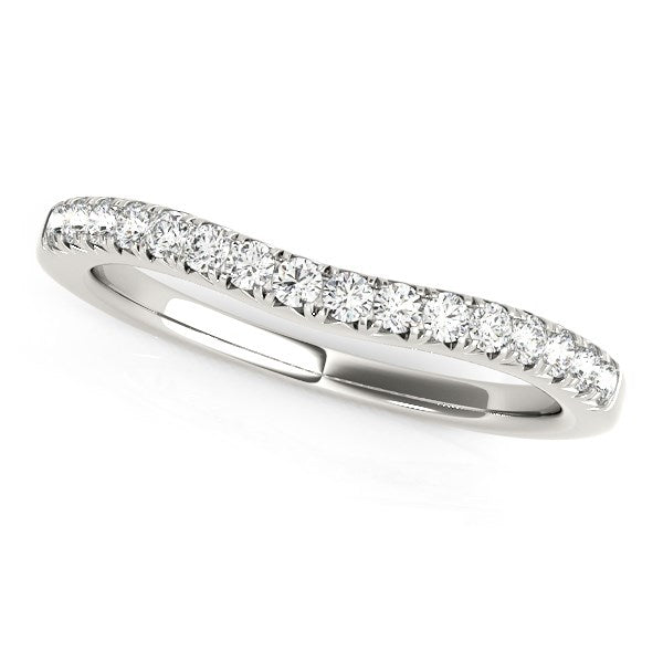 14k White Gold Pave Set Round Curved Wedding Band (1/4 cttw) RCJ Rings  CELESTIA LUXE JEWELLERS