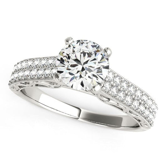14k White Gold Pronged Diamond Antique Style Engagement Ring (1 1/3 cttw) RCJ Rings  CELESTIA LUXE JEWELLERS