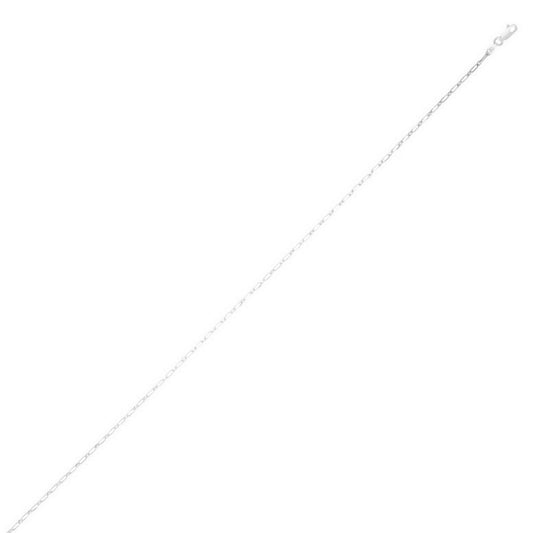 Sterling Silver Rhodium Plated Petite Alternating Paperclip Chain