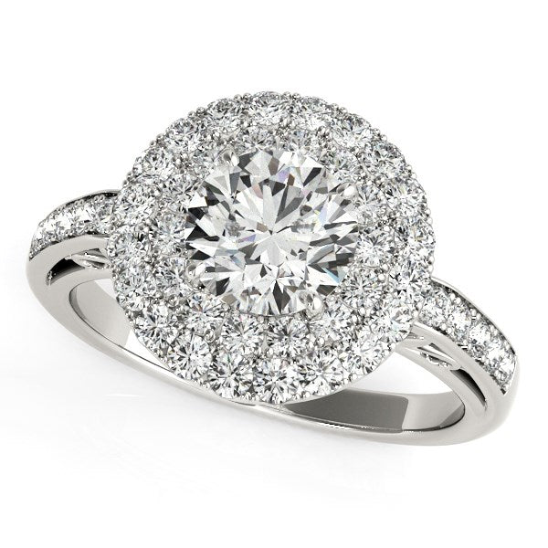 14k White Gold Diamond with Two-Row Pave Border Engagement Ring (2 cttw) RCJ Rings  CELESTIA LUXE JEWELLERS