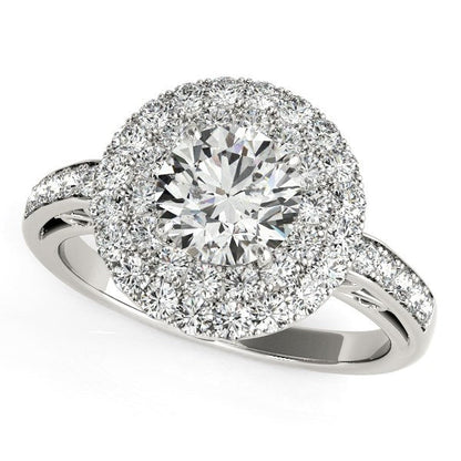 14k White Gold Diamond with Two-Row Pave Border Engagement Ring (2 cttw) RCJ Rings  CELESTIA LUXE JEWELLERS