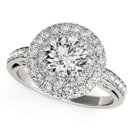 14k White Gold Diamond with Two-Row Pave Border Engagement Ring (2 cttw) RCJ Rings  CELESTIA LUXE JEWELLERS