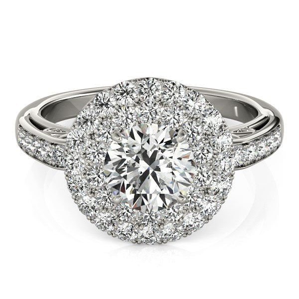 14k White Gold Diamond with Two-Row Pave Border Engagement Ring (2 cttw) RCJ Rings  CELESTIA LUXE JEWELLERS