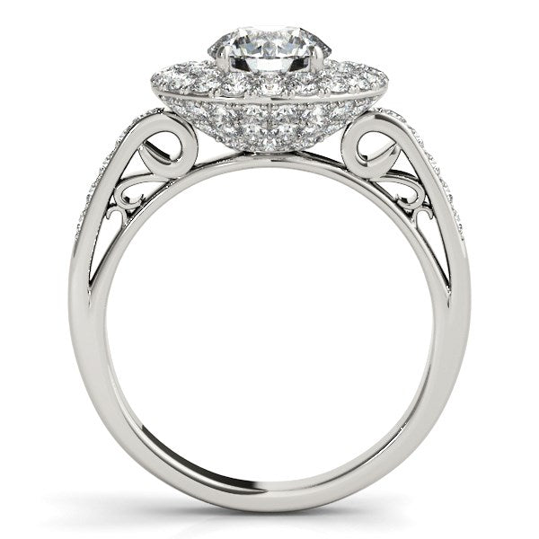 14k White Gold Diamond with Two-Row Pave Border Engagement Ring (2 cttw) RCJ Rings  CELESTIA LUXE JEWELLERS