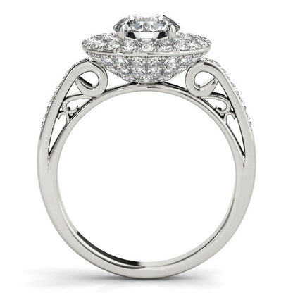 14k White Gold Diamond with Two-Row Pave Border Engagement Ring (2 cttw) RCJ Rings  CELESTIA LUXE JEWELLERS
