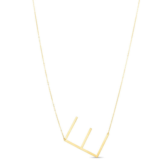 14K Yellow Gold Yours Truly Large Initial E Necklace — CELESTIALUXEJEWELLERS