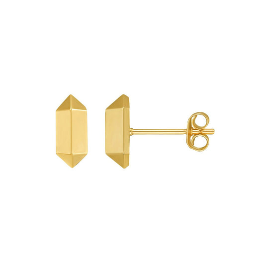 Hexagone Élancé Studs — 14K Yellow Gold