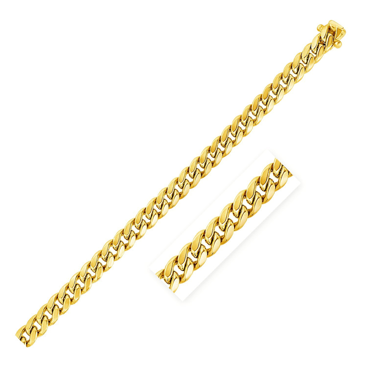 14k Yellow Gold Semi Solid Miami Cuban Chain