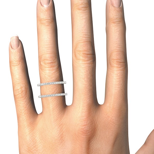 14k White Gold Dual Band Design Ring with Diamonds (1/3 cttw) RCJ Rings  CELESTIA LUXE JEWELLERS