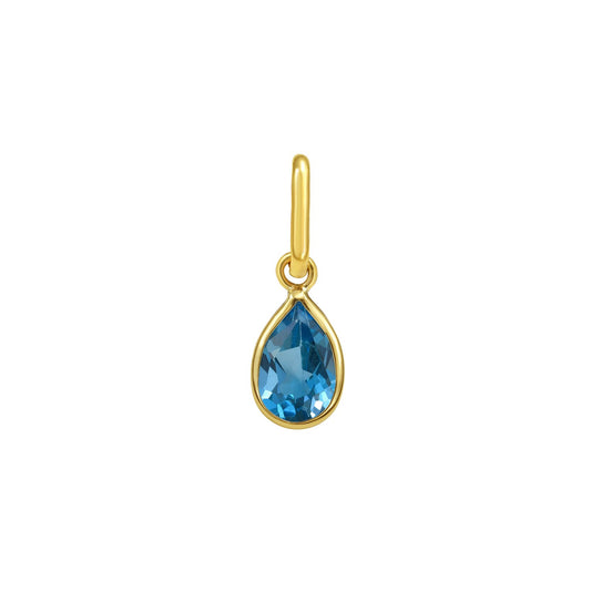 Topaze Poire Charm — 14K Yellow Gold, Blue Topaz — CELESTIALUXEJEWELLERS