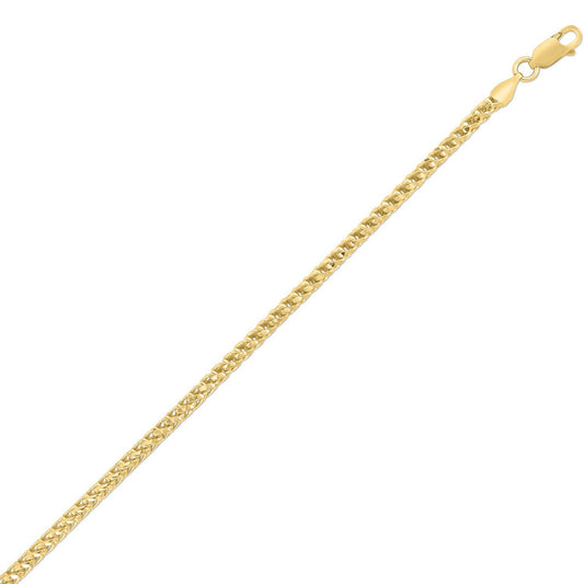 Sterling Silver Yellow Gold Plated Diamond Cut Franco Chain