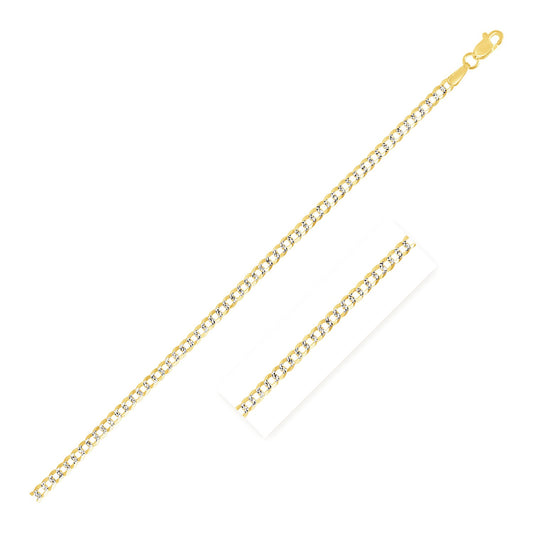 14k Two Tone Gold Pave Curb Chain