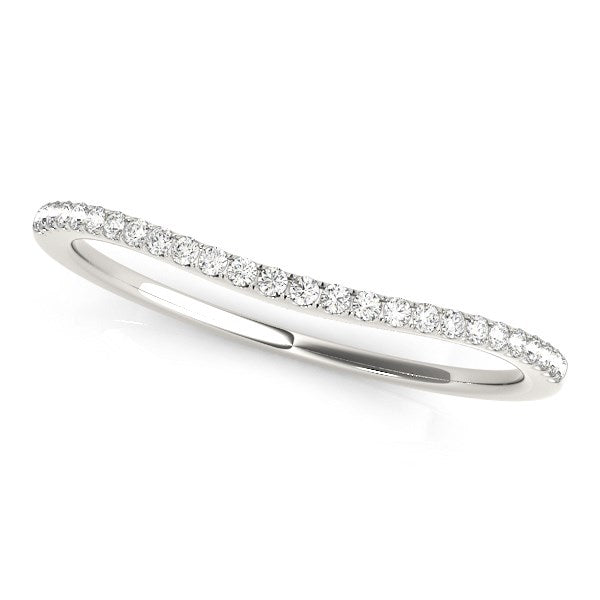 14k White Gold Pave Style Setting Curved Diamond Wedding Band (1/10 cttw) RCJ Rings  CELESTIA LUXE JEWELLERS
