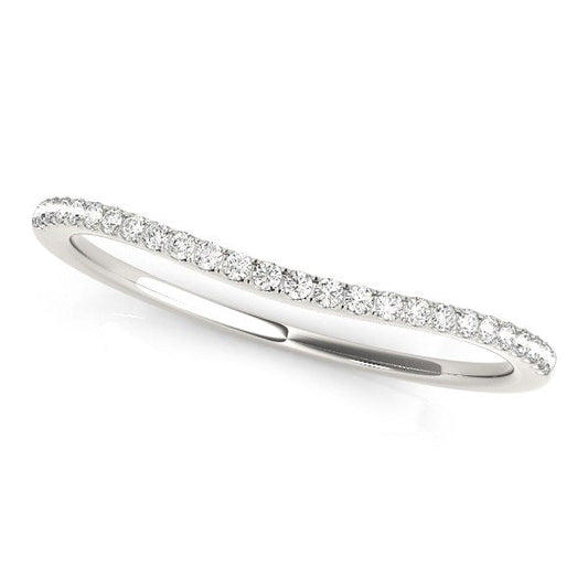 14k White Gold Pave Style Setting Curved Diamond Wedding Band (1/10 cttw) RCJ Rings  CELESTIA LUXE JEWELLERS