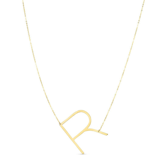 14K Yellow Gold Yours Truly Large Initial R Necklace