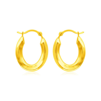 14k Yellow Gold Polished Oval Hoop Earrings