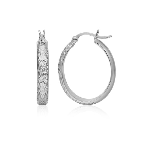 Sablé Oval Hoops — 10K White Gold — CELESTIALUXEJEWELLERS
