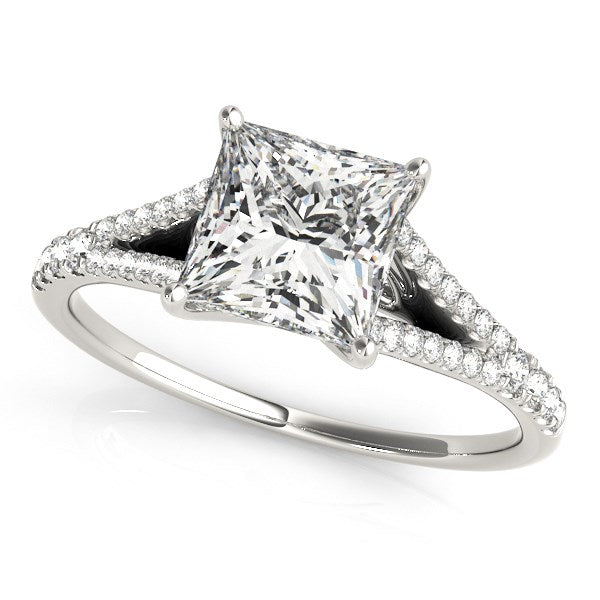 14k White Gold Princess Cut Split Shank Diamond Engagement Ring (1 1/8 cttw) RCJ Rings  CELESTIA LUXE JEWELLERS
