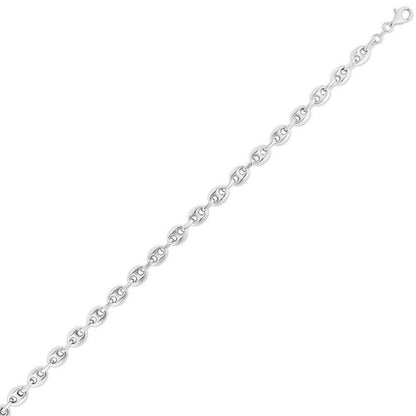 Sterling Silver Rhodium Plated Lite Puffed Mariner Chain