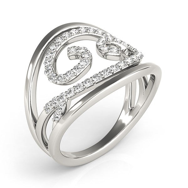 Swirl Design Diamond Ring in 14k White Gold (1/2 cttw) RCJ Rings  CELESTIA LUXE JEWELLERS