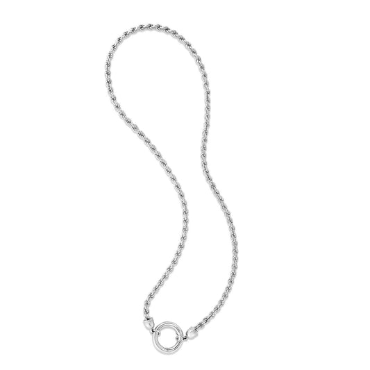 Sterling Silver Rhodium Plated Fancy Push Lock Rope Necklace — CELESTIALUXEJEWELLERS