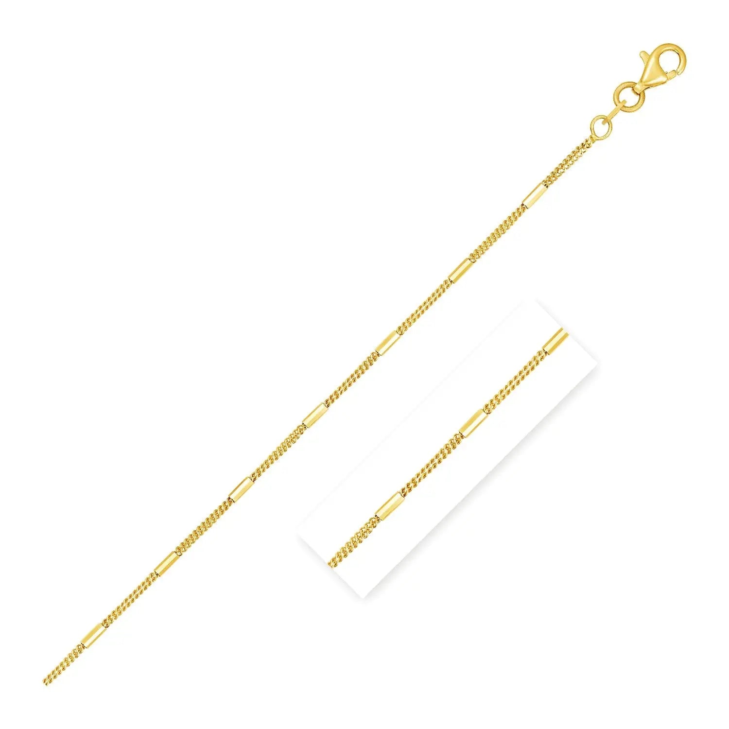 Diamond Cut Bar Links Pendant Chain in Yellow Gold (1.30 mm) RCJ Chains  CELESTIA LUXE JEWELLERS
