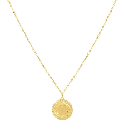 Diamond Cut Heart Disc Necklace in 14K Yellow Gold RCJ Necklaces  CELESTIA LUXE JEWELLERS