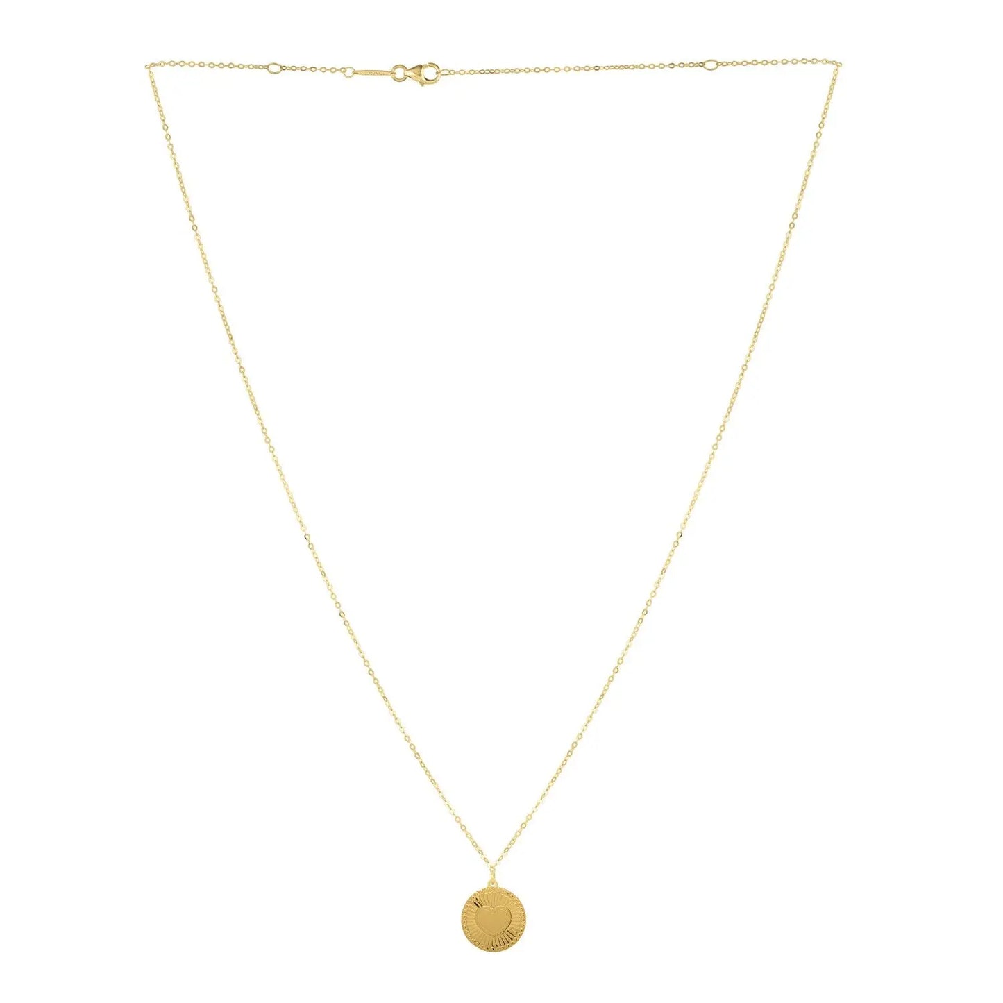Diamond Cut Heart Disc Necklace in 14K Yellow Gold RCJ Necklaces  CELESTIA LUXE JEWELLERS