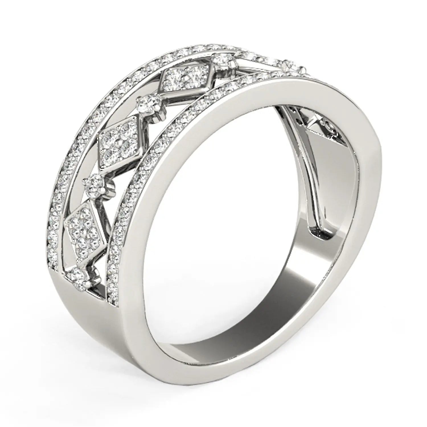 Diamond Studded Square Motif Ring in 14k White Gold (1/2 cttw) RCJ Rings  CELESTIA LUXE JEWELLERS