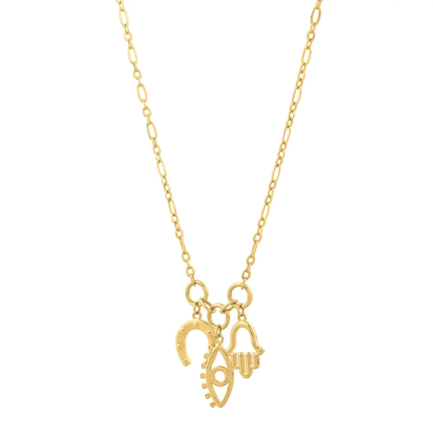 Drop Necklace with Lucky Charms in 14K Yellow Gold RCJ Necklaces  CELESTIA LUXE JEWELLERS