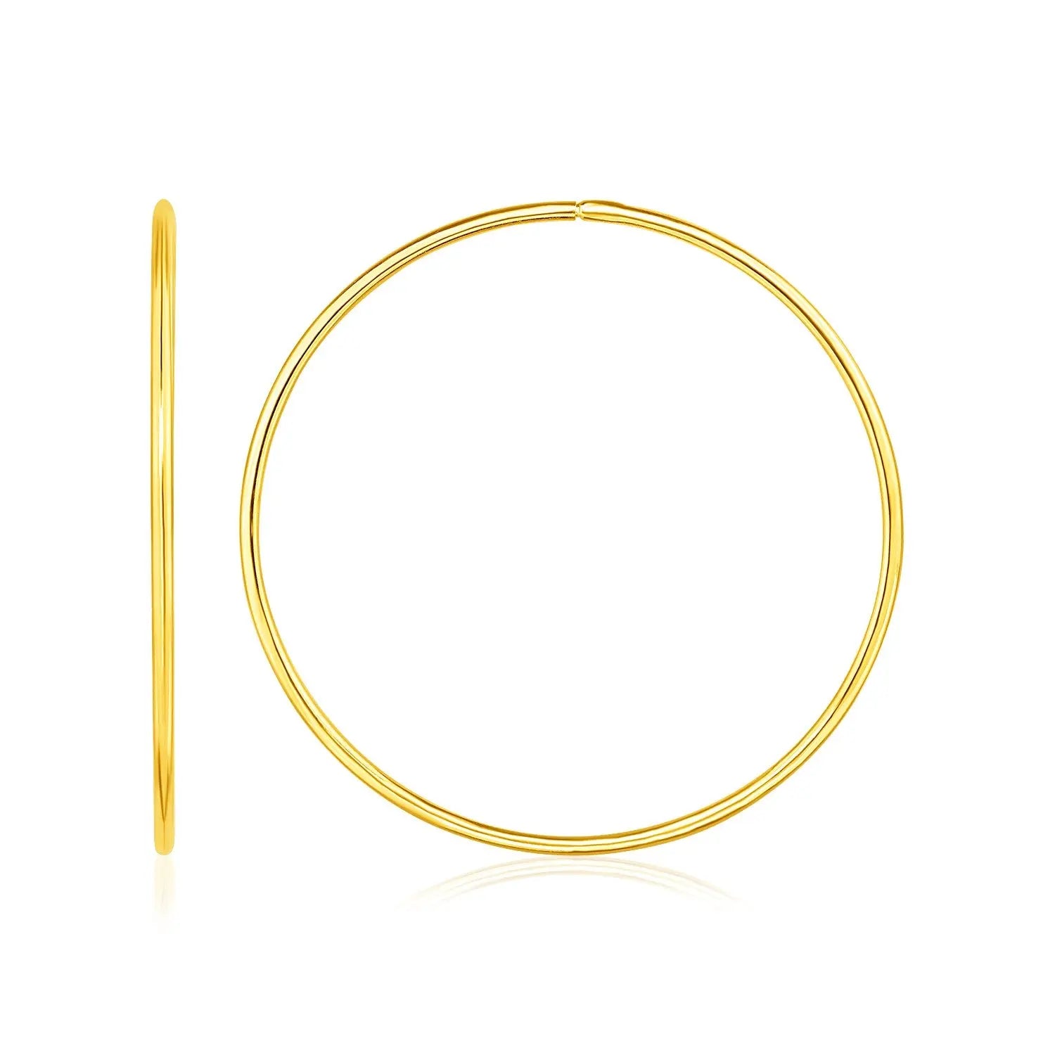 Endless Hoop Style Earrings in 14K Yellow Gold(1.2x35mm) RCJ Earrings  CELESTIA LUXE JEWELLERS