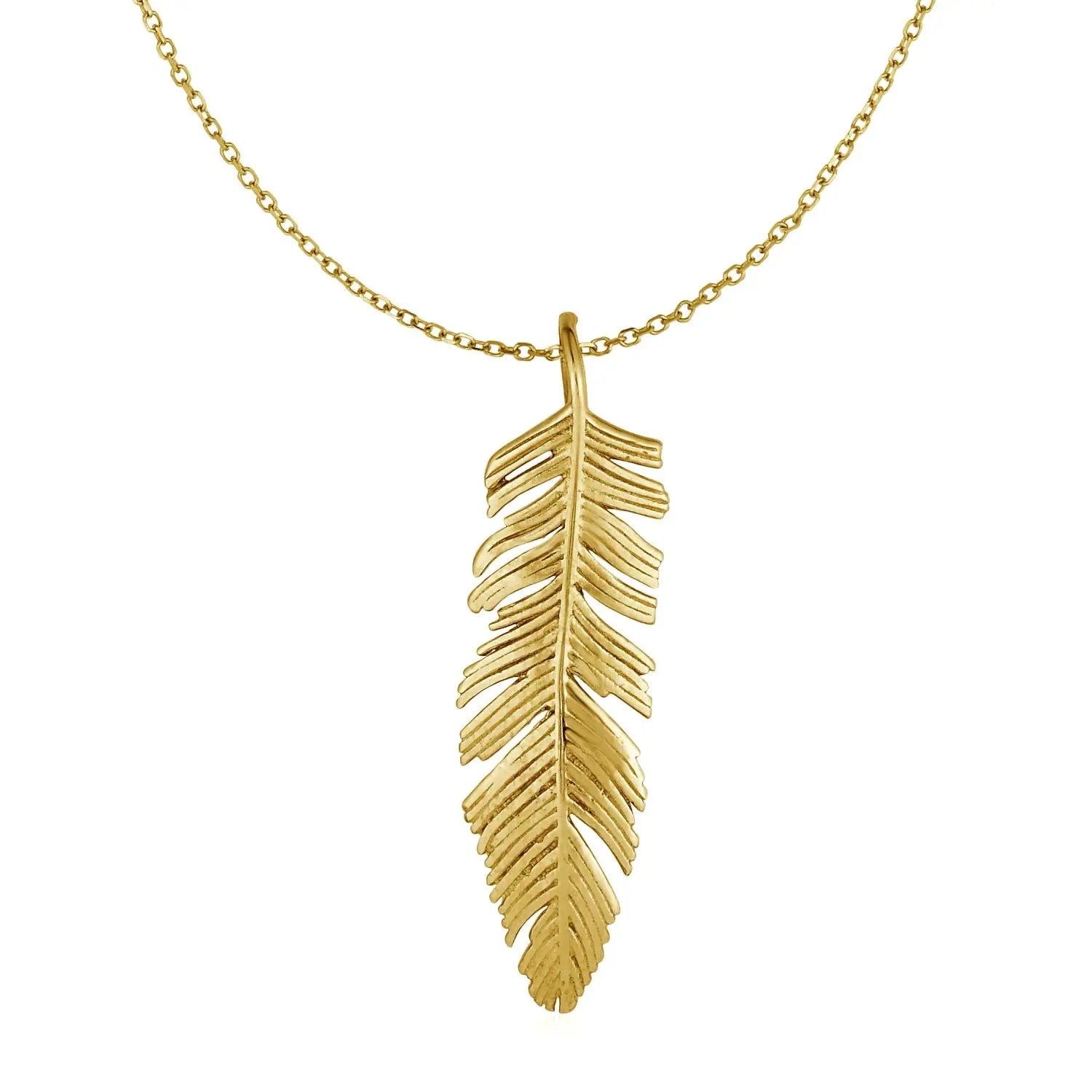 Feather Pendant in 10k Yellow Gold RCJ Pendants  CELESTIA LUXE JEWELLERS