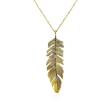 Feather Pendant in 10k Yellow Gold RCJ Pendants  CELESTIA LUXE JEWELLERS