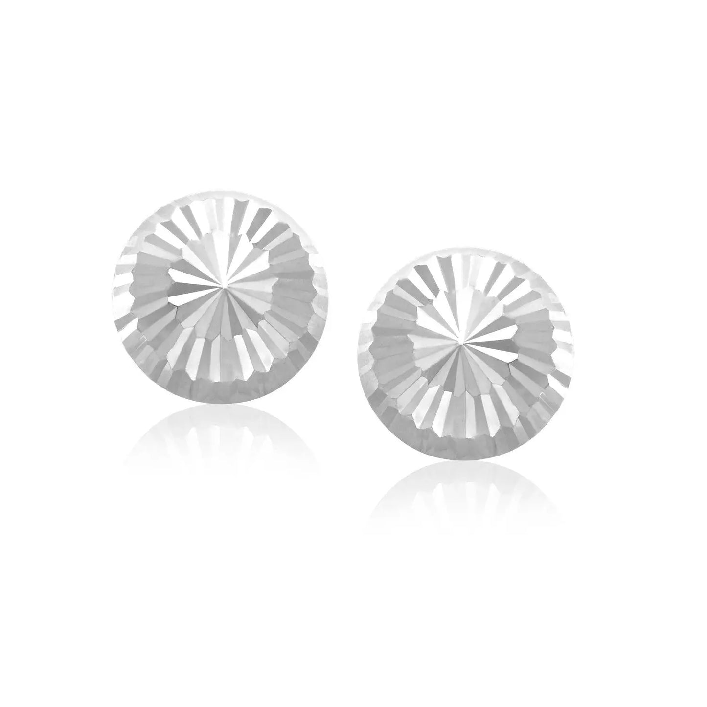 Flat Style Diamond Cut Stud Earrings in 14k White Gold(8mm) RCJ Earrings  CELESTIA LUXE JEWELLERS
