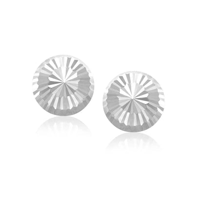 Flat Style Diamond Cut Stud Earrings in 14k White Gold(8mm) RCJ Earrings  CELESTIA LUXE JEWELLERS