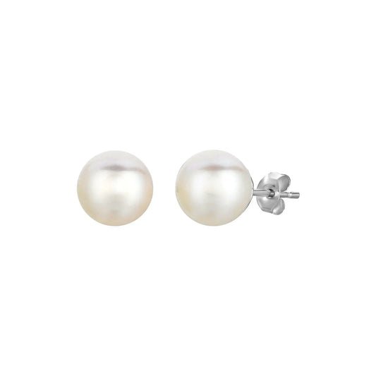 Freshwater Pearl Earrings in Sterling Silver(8mm) RCJ Earrings  CELESTIA LUXE JEWELLERS